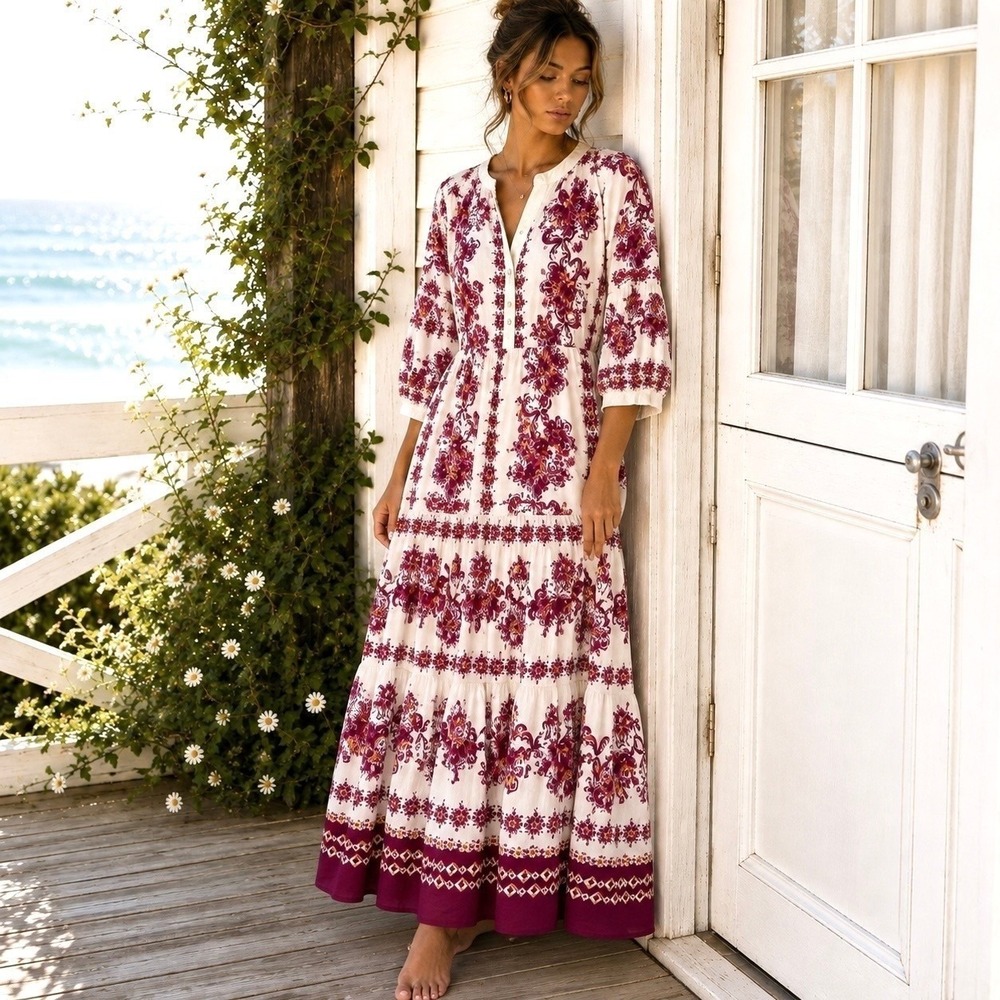Anthropologie Fig & Flower Maxi Dress S Small Boho Cottagecore Feminine Coquette